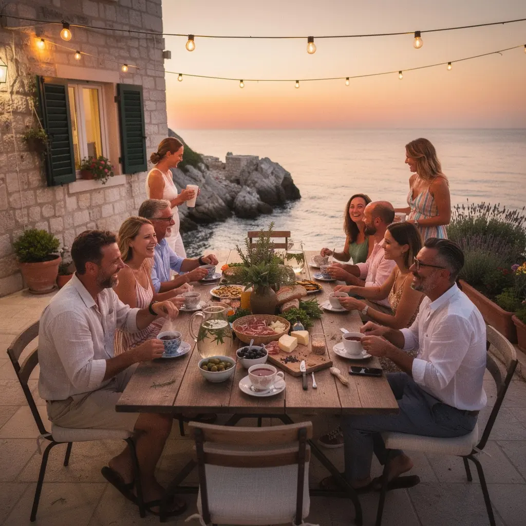 Zeleni čaj s limunom i medom postavljen na plaži uz zalazak sunca