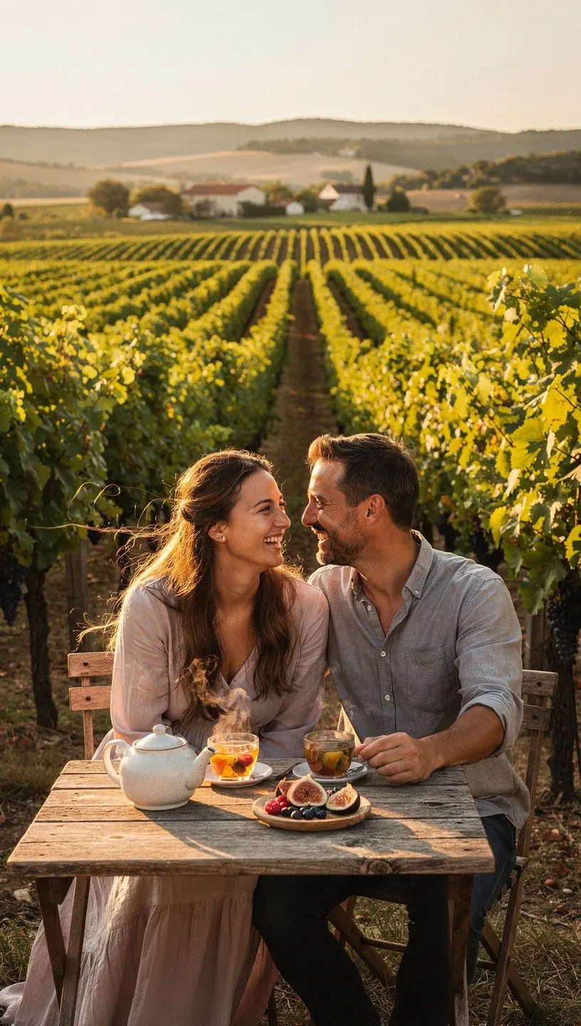 Opuštajući trenutak s čajem u prirodi, okružen zelenilom.